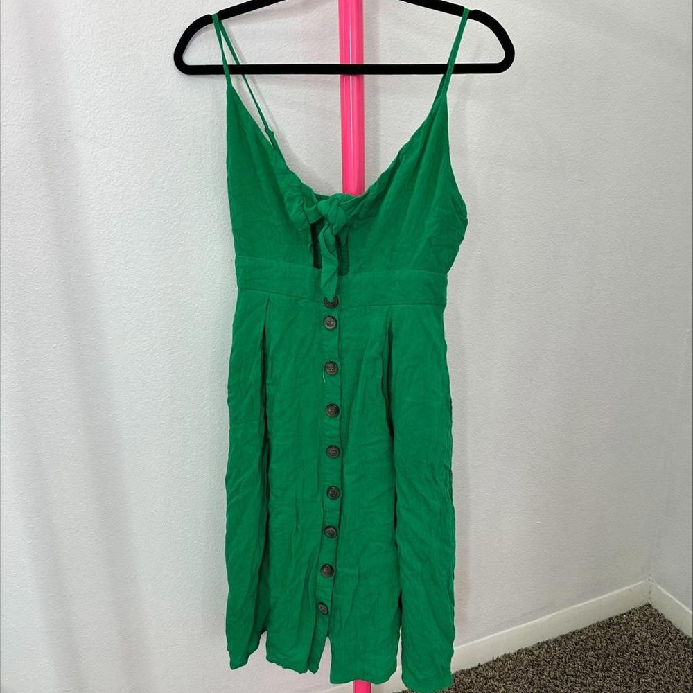 LULUS TIE AND BUTTON SLEEVELESS MIDI DRESS- SIZE S